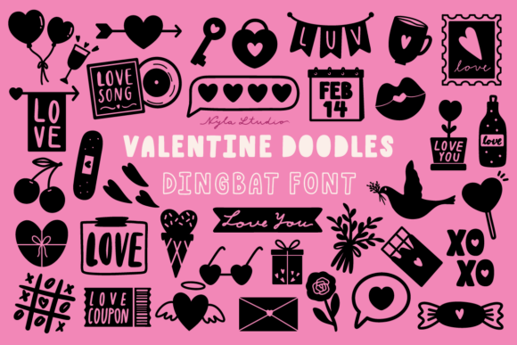 Valentine Doodles: A Playful Dingbats Font for Small Business Branding